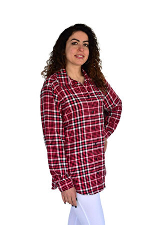 Kadın Ekose Gofre Gömlek BGL-ST04234