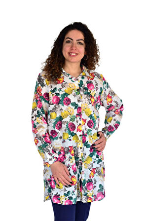 Kadın Çiçekli Desen Viscon Gömlek BGL-ST04238