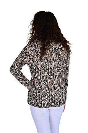 Kadın Batik Baskılı Düğmeli Viscon Bluz BGL-ST04269