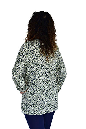 Kadın Ebruli Desen Baskılı Viscon Bluz BGL-ST04286