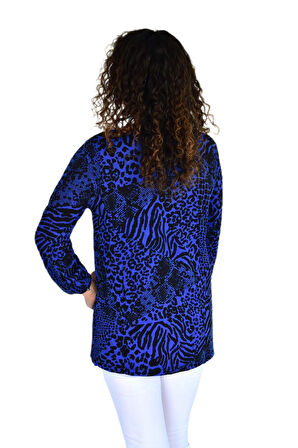 Kadın Leopar Desen Baskılı Viscon Bluz BGL-ST04287