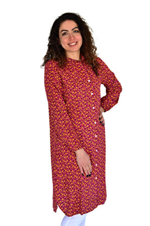 Kadın Uzun Çiçek Baskılı Desen Viscon Bluz BGL-ST04290