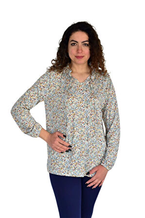 Kadın Çiçek Baskılı Desen Viscon Bluz BGL-ST04292