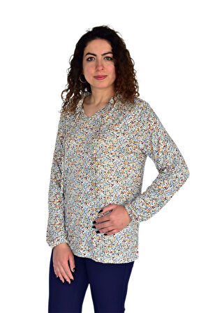 Kadın Çiçek Baskılı Desen Viscon Bluz BGL-ST04292