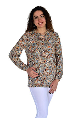 Kadın Çiçek Baskılı Desen Viscon Bluz BGL-ST04293
