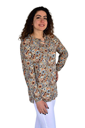 Kadın Çiçek Baskılı Desen Viscon Bluz BGL-ST04293