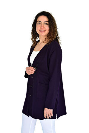 Kadın Anne Mevsimlik Düğmeli Cepli Hırka BGL-ST04313