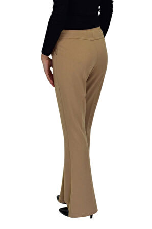 Kadın İspanyol Paça Beli Lastikli Kumaş Pantolon BGL-ST04321