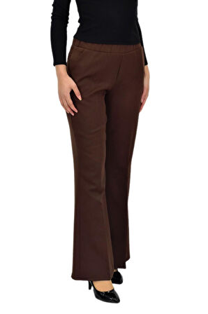 Kadın İspanyol Paça Beli Lastikli Kumaş Pantolon BGL-ST04321