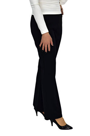 Kadın İspanyol Paça Beli Lastikli Kumaş Pantolon BGL-ST04321