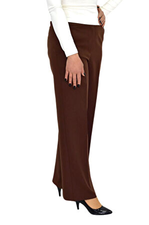 Kadın Bol Paça Beli Lastikli Kumaş Pantolon BGL-ST04322