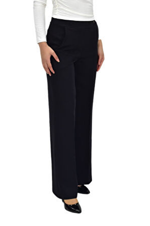 Kadın Bol Paça Beli Lastikli Kumaş Pantolon BGL-ST04322