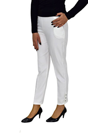 Kadın Paça Puntalı Beli Lastikli Kumaş Pantolon BGL-ST04323