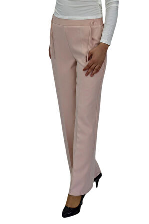Kadın Bol Paça Beli Lastikli Kumaş Pantolon BGL-ST04322