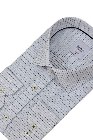 Erkek Puantiyeli Slim Fitt Uzun Kol Gömlek 2403 BGL-ST04376