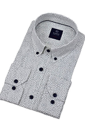 Erkek Puantiyeli Slim Fitt Uzun Kol Gömlek 2420 BGL-ST04382