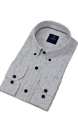 Erkek Puantiyeli Slim Fitt Uzun Kol Gömlek 2420 BGL-ST04382
