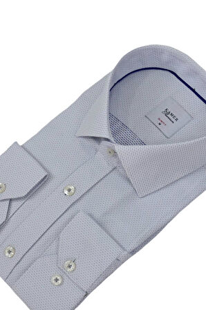 Erkek Puantiyeli Slim Fitt Uzun Kol Gömlek 2402 BGL-ST04385