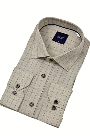 Erkek Klasik Uzun Kol Ekose Gömlek 3701 BGL-ST04391