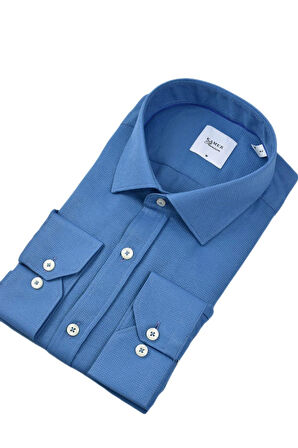 Erkek Klasik Petek Doku  Uzun Kol Gömlek 3718 BGL-ST04397