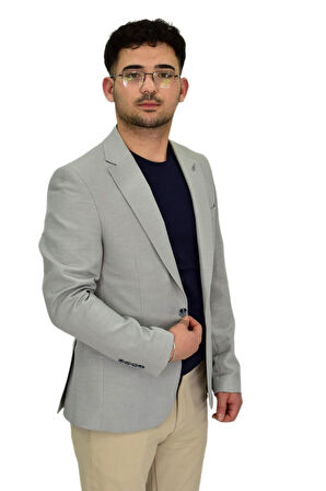 Erkek Gri Tek Spor Ceket Çift Yırtmaçlı BGL-ST04465