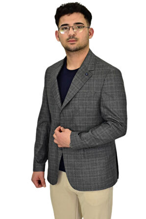 Erkek Ekose Tek Spor Ceket 4 Drop BGL-ST04477