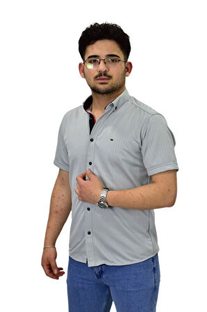 Erkek Spor Silim Fit Kısa Kol Gömlek BGL-ST04480