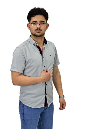 Erkek Spor Silim Fit Kısa Kol Gömlek BGL-ST04480
