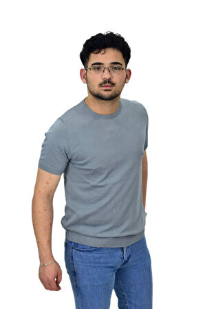 Erkek Triko Sıfır Yaka Tişört  P6035 BGL-ST04505