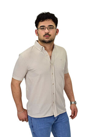Erkek Büyük Beden Gömlek Yaka Düğmeli Tişört BGL-ST04525