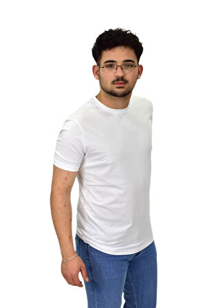 Erkek Büyük Beden Sıfıryaka Düz Likra Süprem Tişört 4385 BGL-ST04529