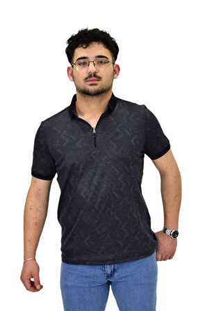 Erkek Polo Yaka Fermuarlı Merserize Jakarlı Tişört 7570 BGL-ST04536