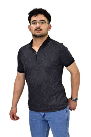Erkek Polo Yaka Fermuarlı Merserize Jakarlı Tişört 7570 BGL-ST04536