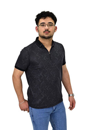 Erkek Polo Yaka Fermuarlı Merserize Jakarlı Tişört 7570 BGL-ST04536