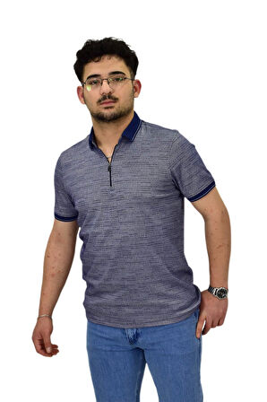 Erkek Polo Yaka Fermuarlı Merserize Jakarlı Tişört 7640 BGL-ST04537