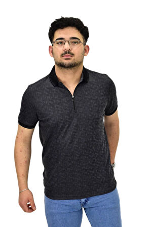 Erkek Polo Yaka Fermuarlı Merserize Jakarlı Tişört 7630 BGL-ST04538