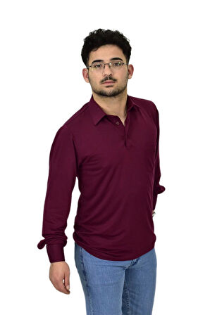 Erkek Gömlek Yaka Uzunkol Tişört T6063 BGL-ST04542
