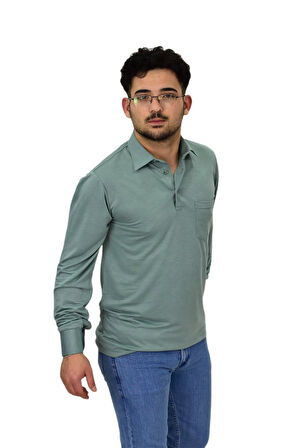 Erkek Gömlek Yaka Uzunkol Tişört T6063 BGL-ST04542