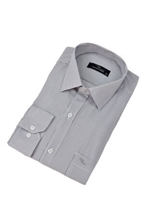 Erkek Çizgili Klasik Tek Cepli Uzun Kol Gömlek BGL-ST04553