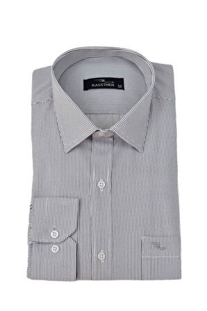 Erkek Çizgili Klasik Tek Cepli Uzun Kol Gömlek BGL-ST04553