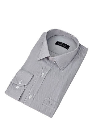 Erkek Çizgili Klasik Tek Cepli Uzun Kol Gömlek BGL-ST04553