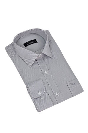 Erkek Çizgili Klasik Tek Cepli Uzun Kol Gömlek BGL-ST04553