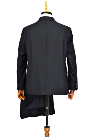 Erkek Lacivert Armürlü 4 Drop Çift Yırtmaçlı Takım Elbise BGL-ST04567