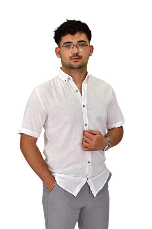 Erkek Pamuklu Yazlık Kısa Kol Gömlek 9664 BGL-ST04595