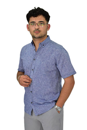 Erkek Pamuklu Yazlık Kısa Kol Gömlek 9664 BGL-ST04595