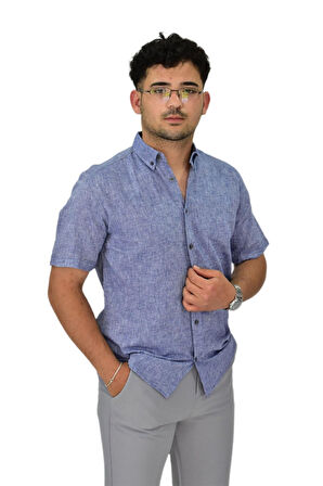 Erkek Pamuklu Yazlık Kısa Kol Gömlek 9664 BGL-ST04595