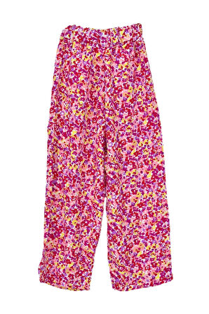 Kız Çocuk Emprime Bol Paçalı Lastikli Bağcıklı Pantolon BGL-ST04625