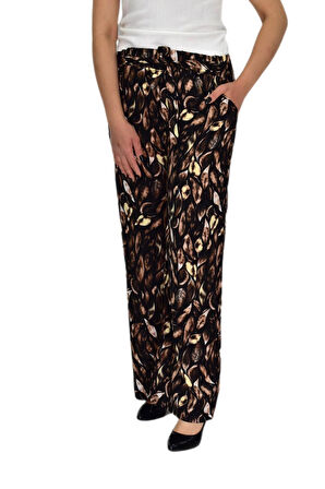 Kadın Emprime Bol Paçalı Lastikli Bağcıklı Pantolon BGL-ST04626