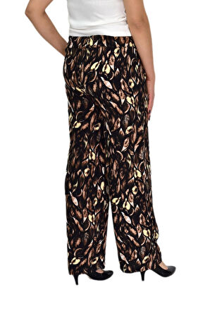 Kadın Emprime Bol Paçalı Lastikli Bağcıklı Pantolon BGL-ST04626