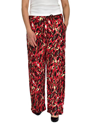 Kadın Emprime Bol Paçalı Lastikli Bağcıklı Pantolon BGL-ST04626